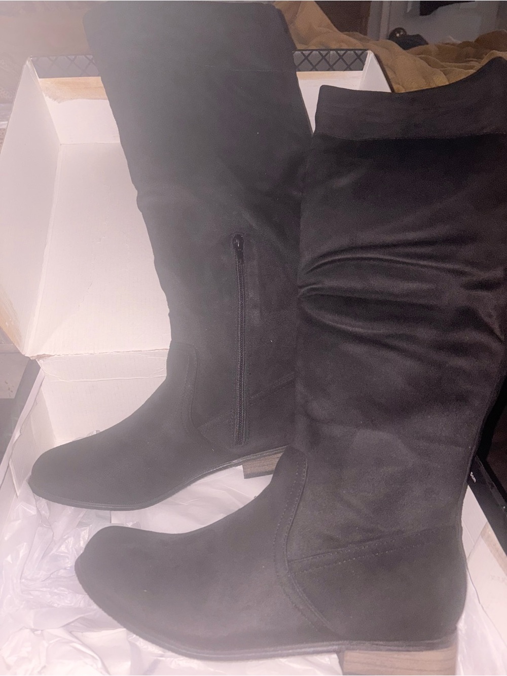 City Chic Black Over-the-Knee Faux Suede Boots